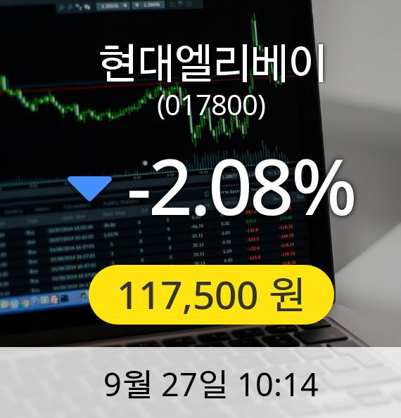 [현대엘리베이주가] 27일 오전 10시 14분 117,500원