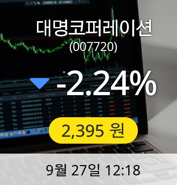 [대명코퍼레이션주가] 27일 오후 12시 18분 2,395원