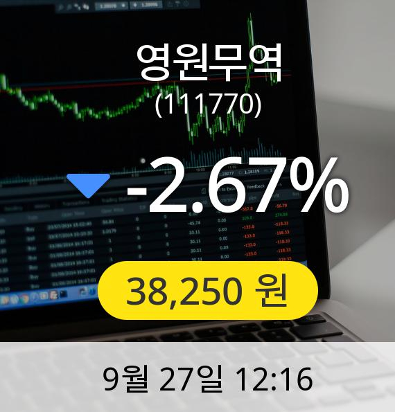 [영원무역주가] 27일 오후 12시 16분 38,250원