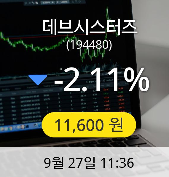 [데브시스터즈주가] 27일 오전 11시 36분 11,600원