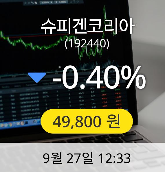 [슈피겐코리아주가] 27일 오후 12시 33분 49,800원