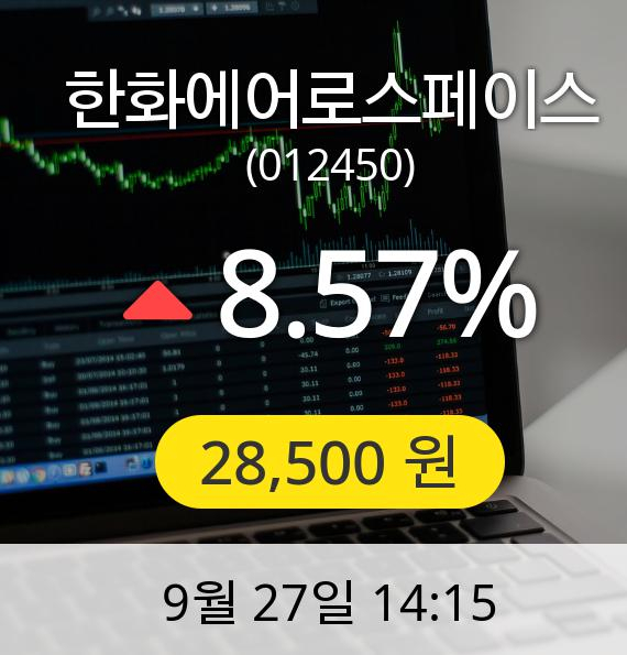 [한화에어로스페이스주가] 27일 오후 2시 15분 28,500원