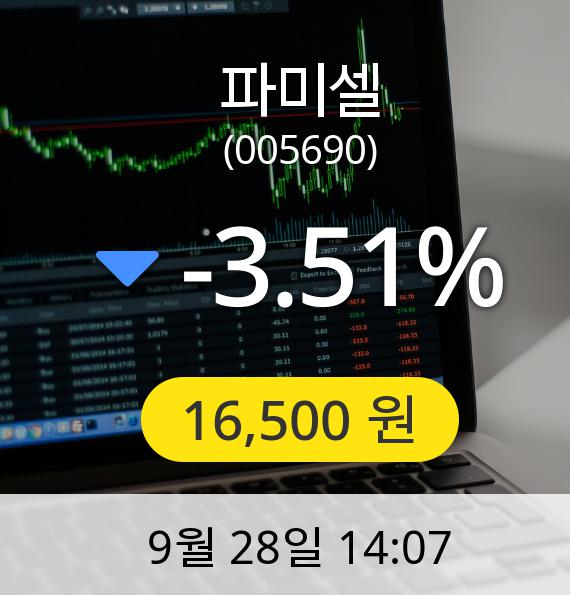 [파미셀주가] 28일 오후 2시 07분 16,500원