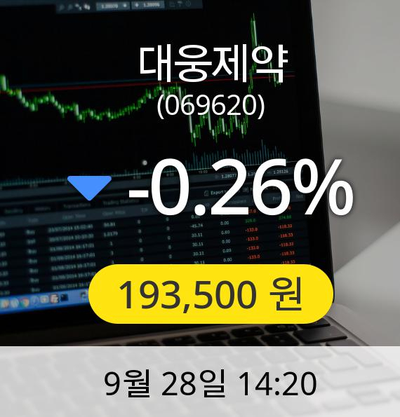 [대웅제약주가] 28일 오후 2시 20분 193,500원