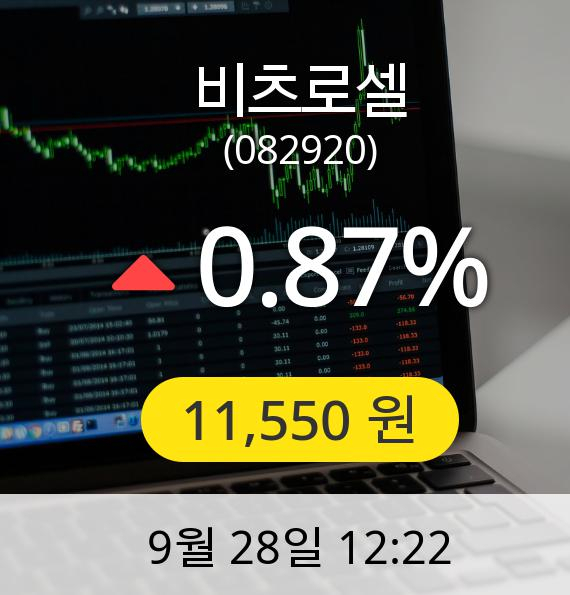 [비츠로셀주가] 28일 오후 12시 22분 11,550원