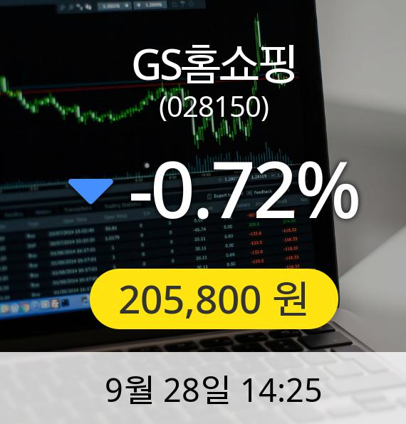 [GS홈쇼핑주가] 28일 오후 2시 25분 205,800원