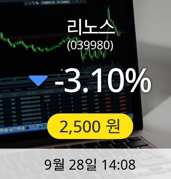 [리노스주가] 28일 오후 2시 08분 2,500원