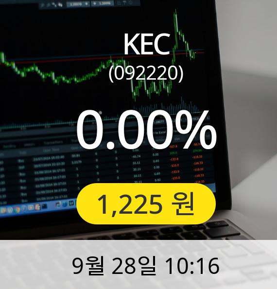 [KEC주가] 28일 오전 10시 16분 1,225원