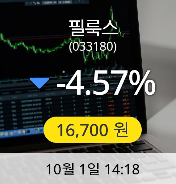 [필룩스주가] 1일 오후 2시 18분 16,700원