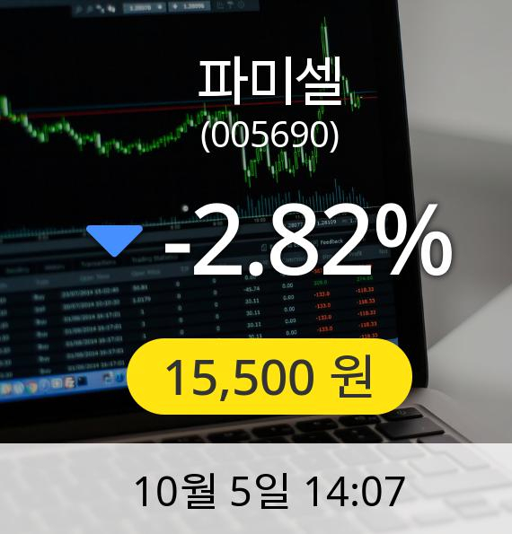 [파미셀주가] 5일 오후 2시 07분 15,500원