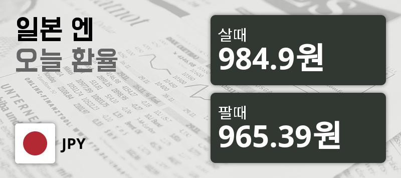 환율 4일 엔화 환율 살때 984.9원, 팔때 965.39원 ▲0.07%상승