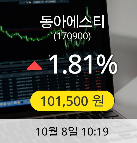 [동아에스티주가] 8일 오전 10시 19분 101,500원