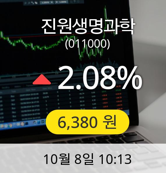 [진원생명과학주가] 8일 오전 10시 13분 6,380원