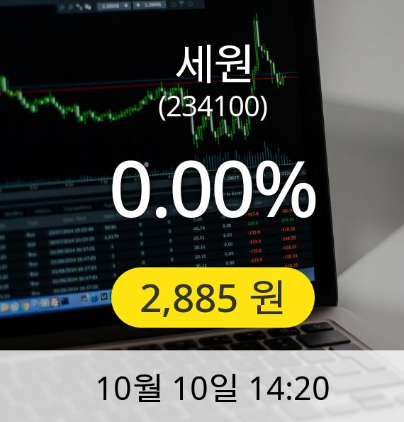 [세원주가] 10일 오후 2시 20분 2,885원