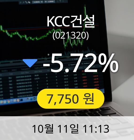 [KCC건설주가] 11일 오전 11시 13분 7,750원