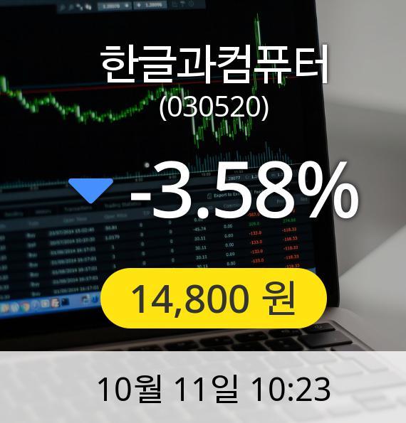 [한글과컴퓨터주가] 11일 오전 10시 23분 14,800원