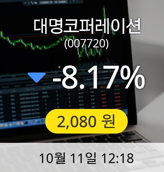 [대명코퍼레이션주가] 11일 오후 12시 18분 2,080원