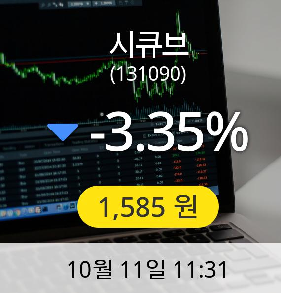 [시큐브주가] 11일 오전 11시 31분 1,585원