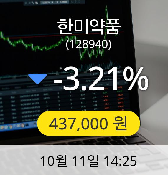 [한미약품주가] 11일 오후 2시 25분 437,000원