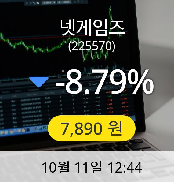 [넷게임즈주가] 11일 오후 12시 44분 7,890원