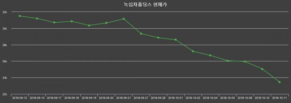 ▲지난 30영업일 동안 녹십자홀딩스 종목 종가정보