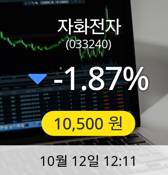 [자화전자주가] 12일 오후 12시 11분 10,500원