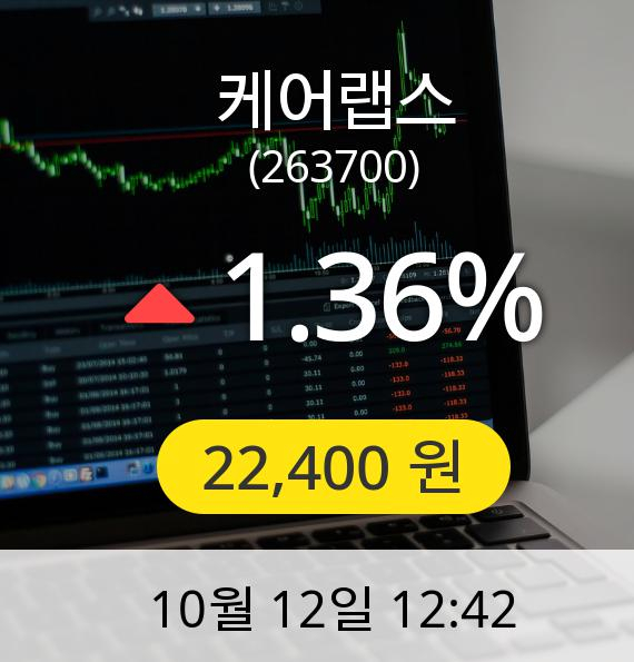 [케어랩스주가] 12일 오후 12시 42분 22,400원