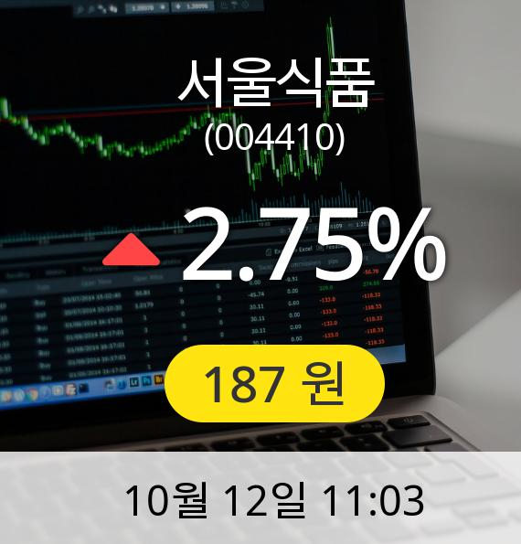 [서울식품주가] 12일 오전 11시 03분 187원