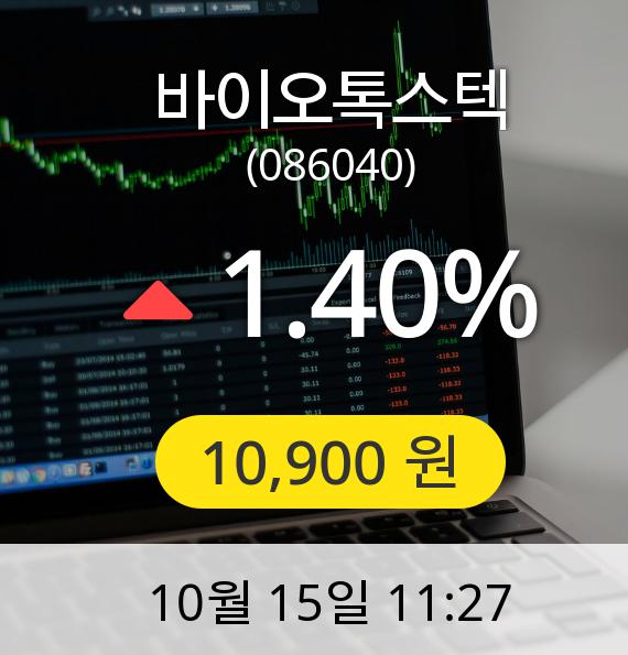 [바이오톡스텍주가] 15일 오전 11시 27분 10,900원