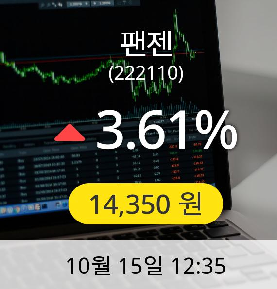 [팬젠주가] 15일 오후 12시 35분 14,350원