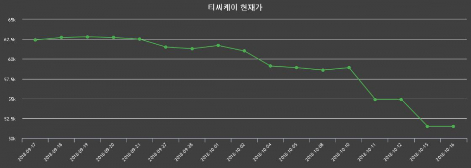 ▲지난 30영업일 동안 티씨케이 종목 종가정보