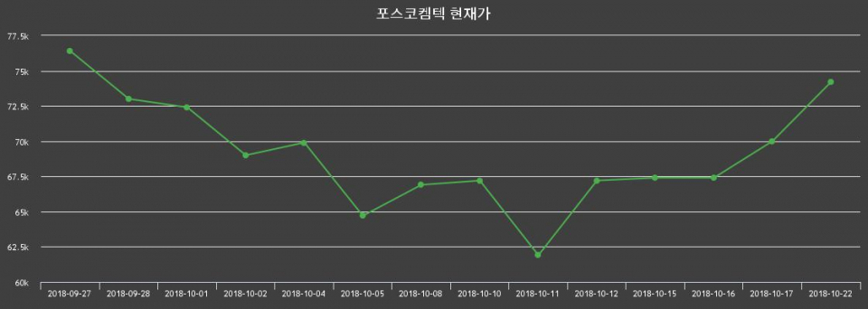 ▲지난 30영업일 동안 포스코켐텍 주가변동정보
