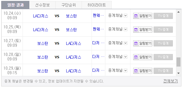 [2018 MLB 포스트시즌] 류현진 등판일정은? '중계시간+중계채널' LA다저스 월드시리즈 7차전 경기 일정까지