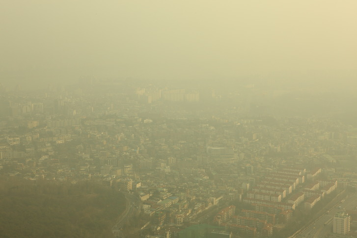 26일 17시 기준 전국 초미세먼지 정보 ... 서울 초미세먼지 '상당히 나쁨'