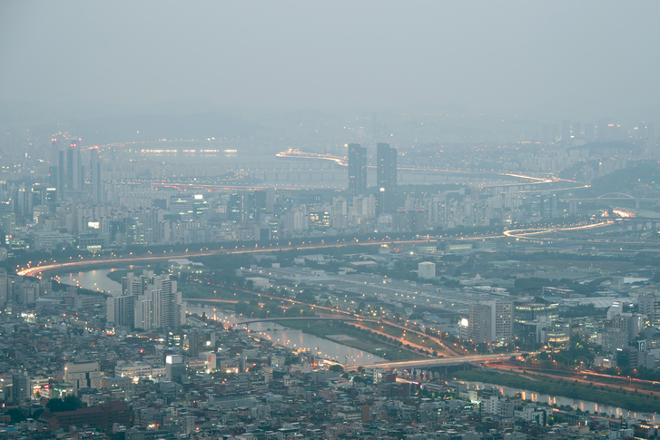 2일 21시 기준 전국 초미세먼지 정보 ... 서울 초미세먼지 '나쁨'