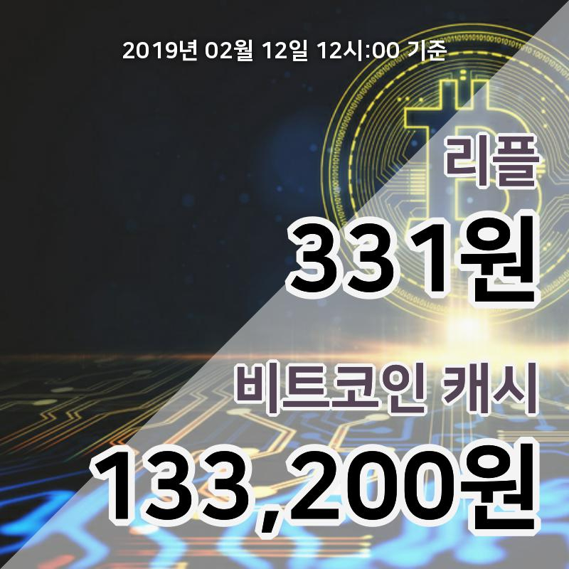 [코인원 시황] 12일 13시 리플 현재가 337원, 비트코인캐시 136500원