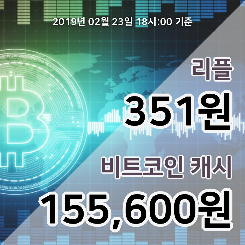 [코인원 시황] 23일 19시 리플 현재가 355원, 비트코인캐시 15만9000원