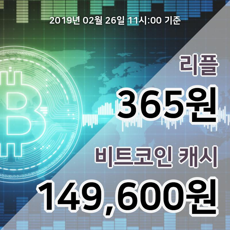 [코인원 시황] 26일 12시 리플 현재가 371원, 비트코인캐시 15만3000원