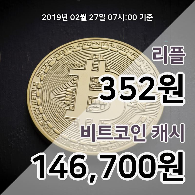 [코인원 시황] 리플, 27일 08시 현재 371원에 거래