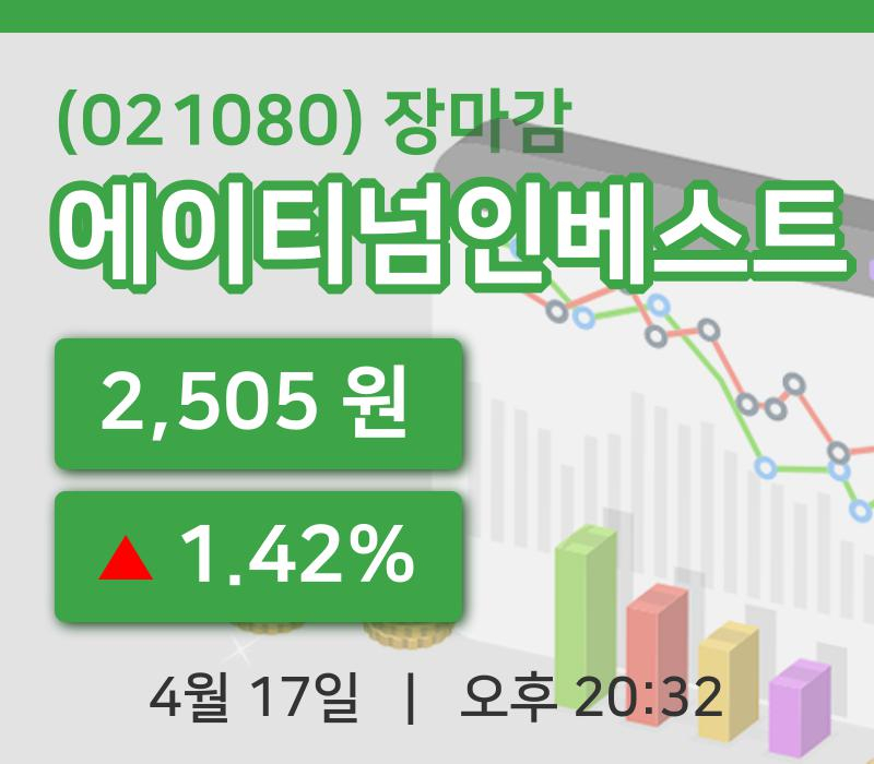 마감증시보고에이티넘인베스트 17일 2,505원 장종료...