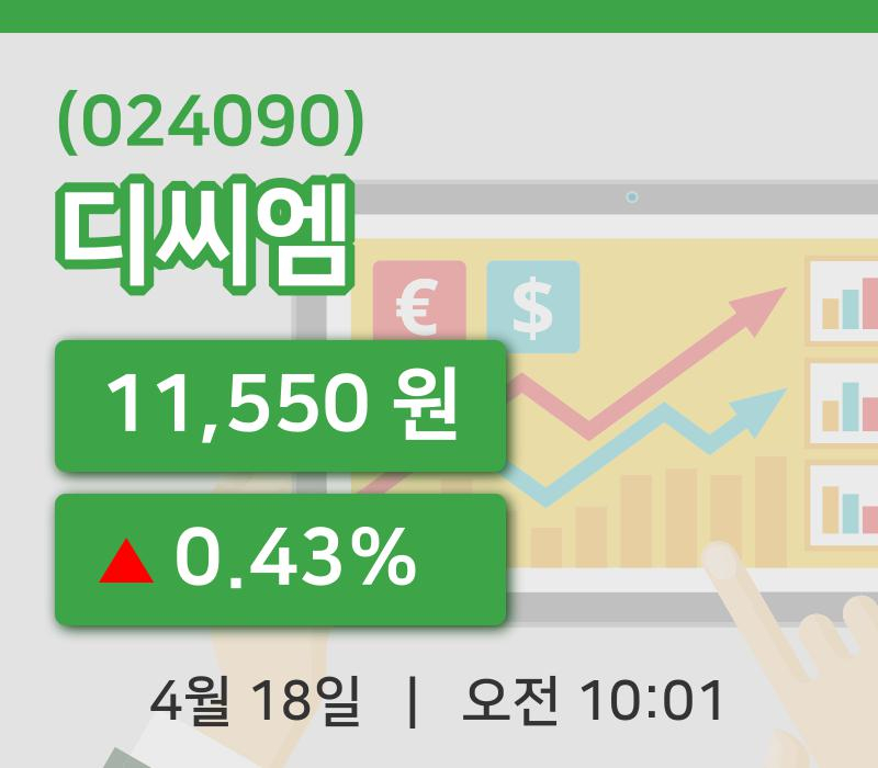 [디씨엠주가] 10시 01분 현재 11,550원