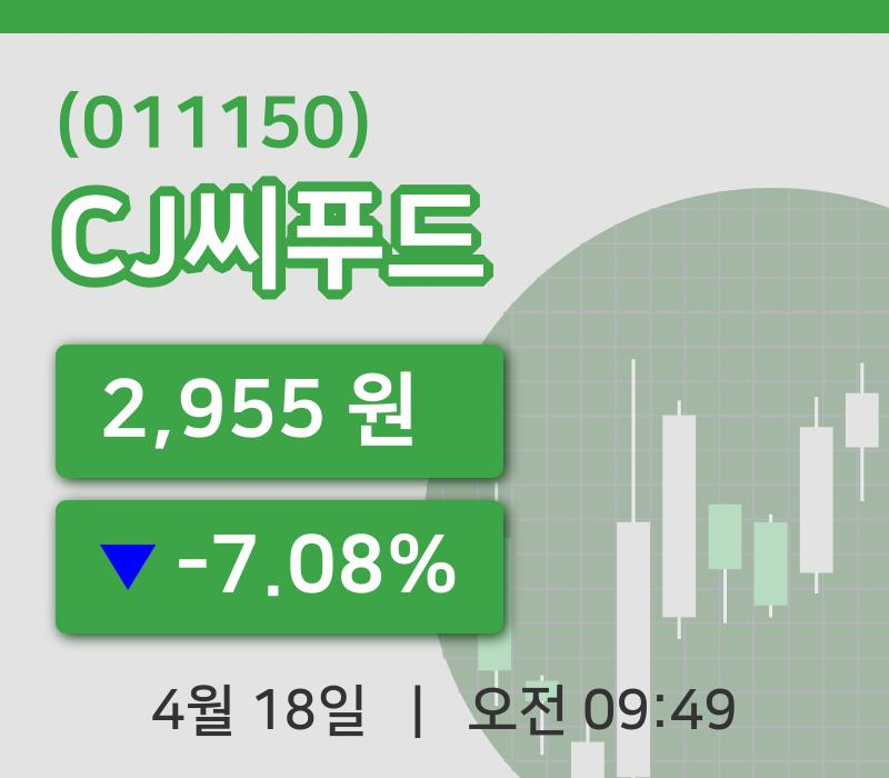 [CJ씨푸드주가] 18일 이시각 현재  2,955원
