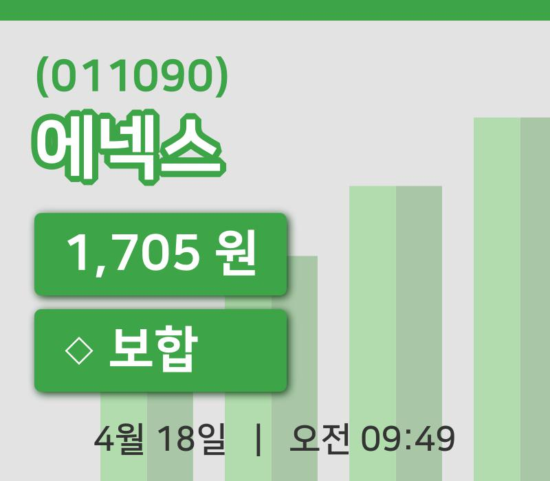 [에넥스주가] 9시 49분 현재 1,705원