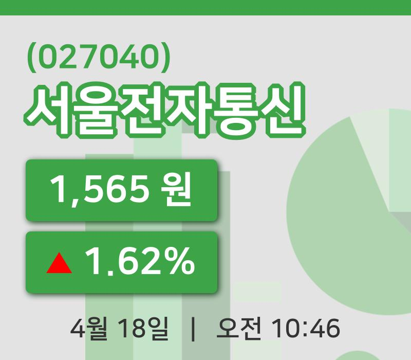 [서울전자통신주가] 18일 이시각 현재  1,565원