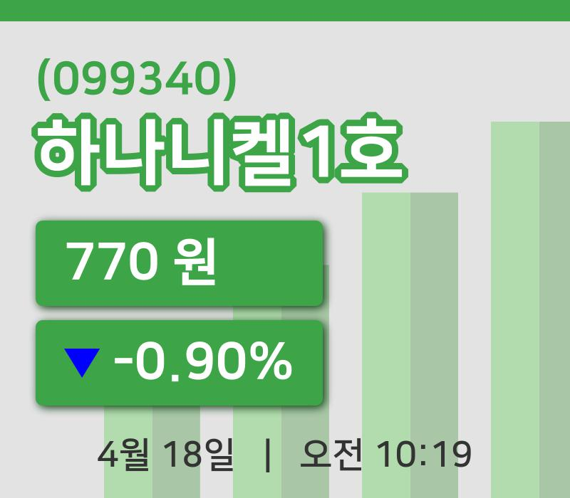 [하나니켈1호주가] 18일 10시 19분 현재 770원