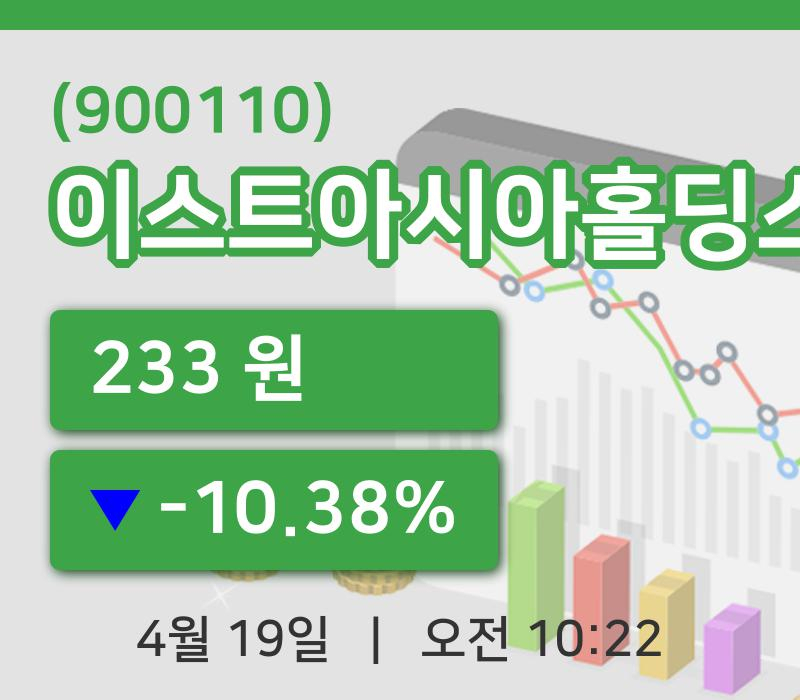 [이스트아시아홀딩스주가] 19일 이시각 현재  233원