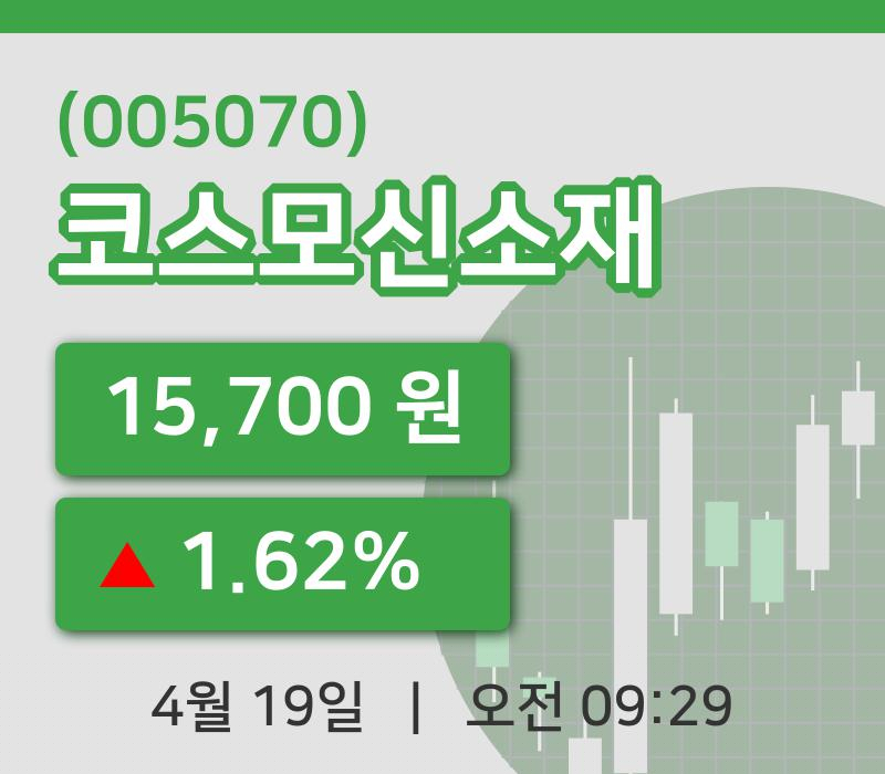 [코스모신소재주가] 9시 29분 현재 15,700원