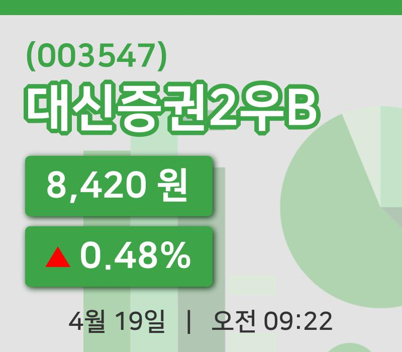 [대신증권2우B주가] 19일 9시 22분 현재 8,420원