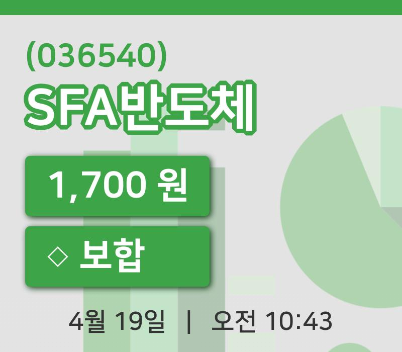 [SFA반도체주가] 10시 43분 현재 1,700원