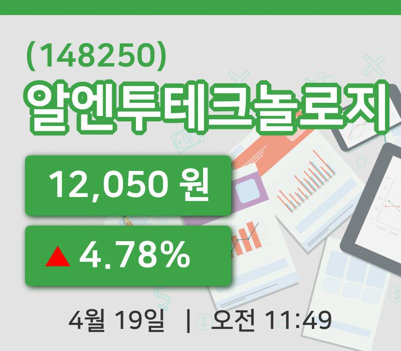 [알엔투테크놀로지주가] 19일 11시 49분 현재 12,050원